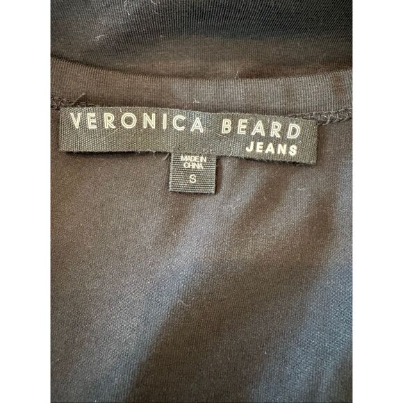 Veronica Beard Lisette Mini Dress S Black Ruched Ruffle V-Neck Stretch Party LBD - Picture 9 of 10